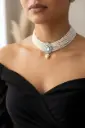 Elegant Pearl Choker Necklace Set with Earrings