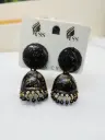 Black & Golden Speckled Dome Jhumka Earrings | RSP Collections