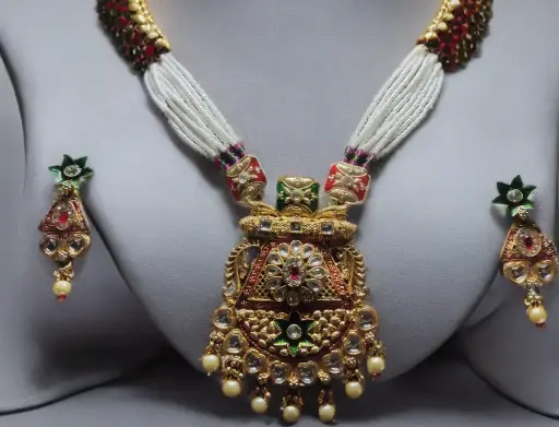 Royal Kundan & Pearl Necklace Set with Earrings