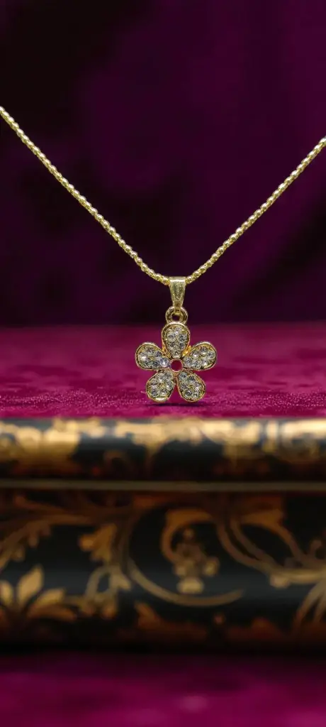 ✨ Floral Pendant Chain Necklace with Crystal Detailing – Elegant Jewelry for Women | RSP Collections