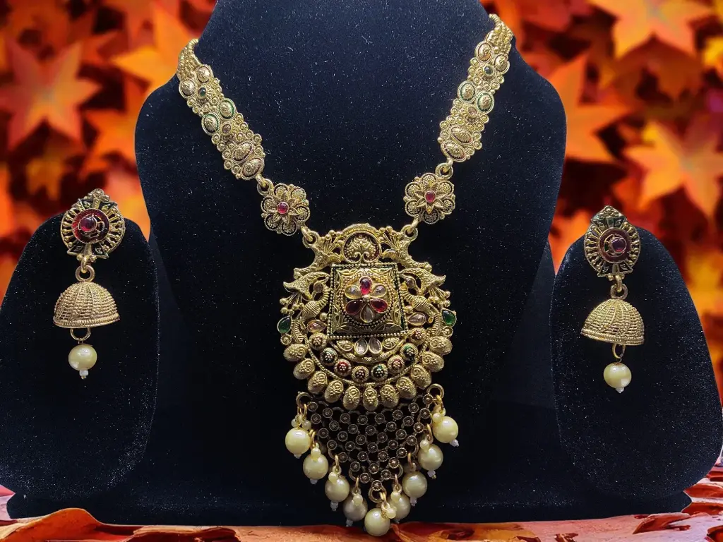 ✨ Traditional Temple Jewelry Bridal Long Necklace Set with Jhumka Earrings | RSP Collections