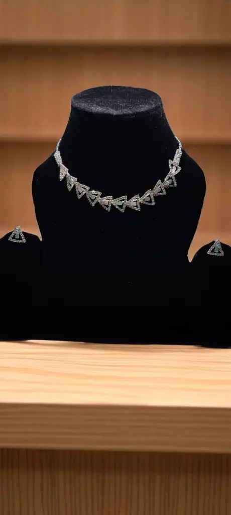 Triangular Crystal Choker Necklace Set with Earrings – RSP Collections