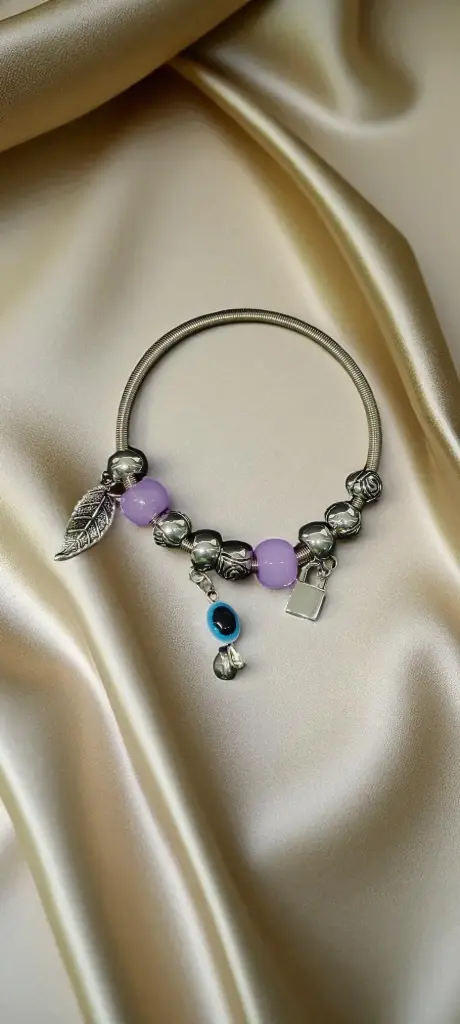 Charm Beaded Bracelet with Evil Eye & Lock Pendant | RSP Collections