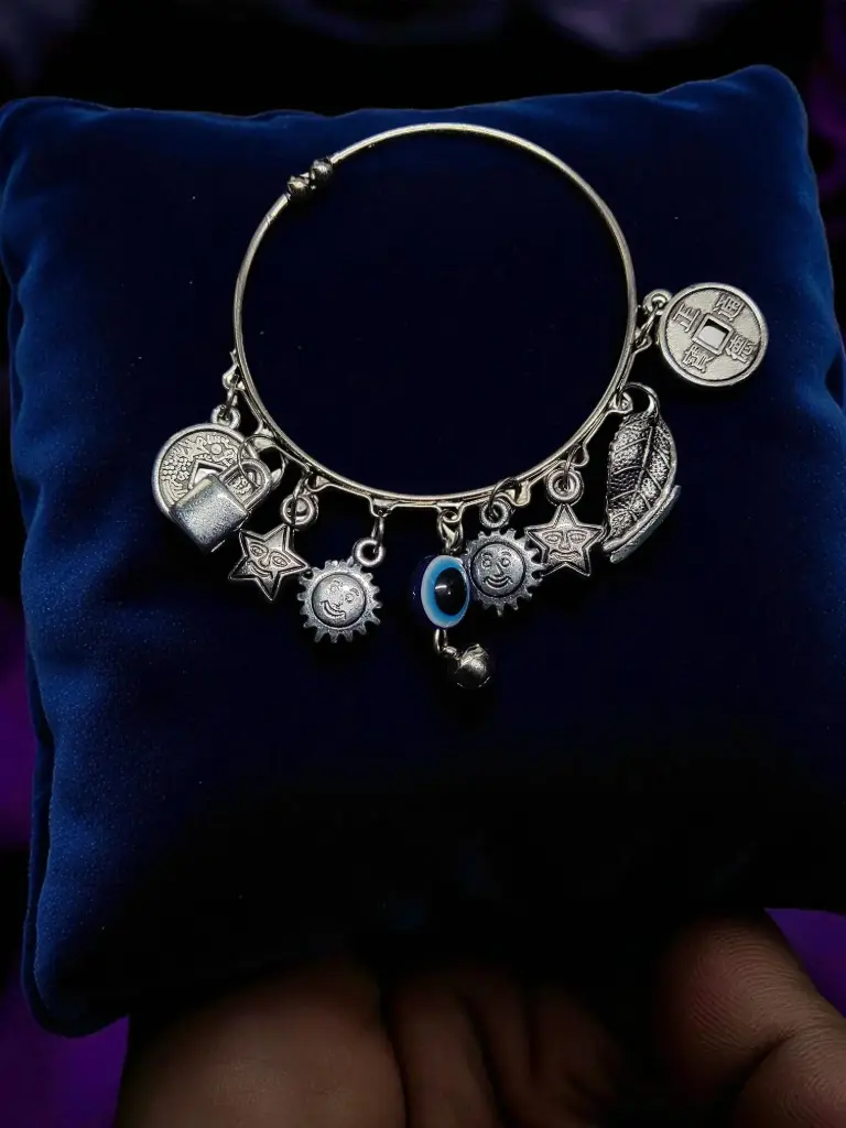 Multi-Charm Silver Bracelet with Evil Eye & Symbolic Charms | RSP Collections