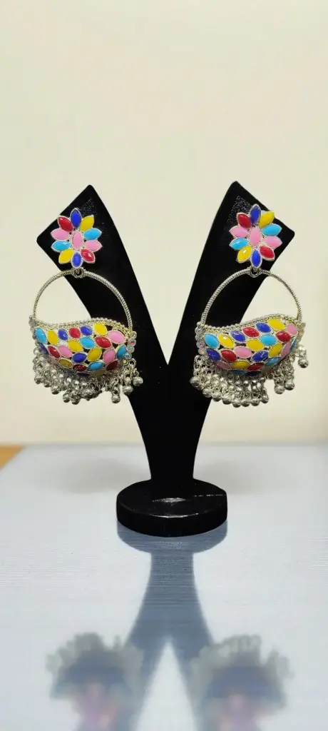 🌸 Multi-Color Enamel Floral Jhumka Earrings | RSP Collections