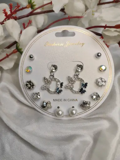 Butterfly Charm 9-Pair Earring Set