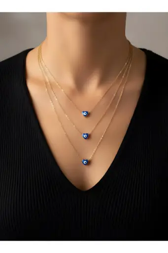 Triple Layer Evil Eye Necklace (Oval shaped)